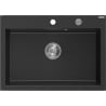 Mexen Elix Granitspüle 1-beckig 700 x 500 mm, Schwarz/Silber Metallic, Siphon Chrom - 6526701005-73
