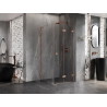 Mexen Lunar-F L klappbare Duschkabine rechts 80 x 80 cm, transparent, gebürstetes Kupfer - 836L-080-080-65-00-P
