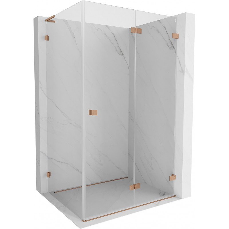 Mexen Lunar-F L Duschkabine klappbar rechts 85 x 80 cm, transparent, gebürstetes Kupfer - 836L-085-080-65-00-P