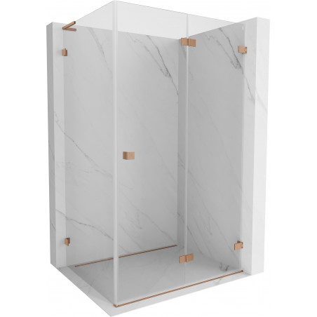 Mexen Lunar-F L Duschkabine klappbar rechts 85 x 80 cm, transparent, gebürstetes Kupfer - 836L-085-080-65-00-P