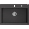 Mexen Elix Granitspüle 1-Becken 700 x 500 mm, schwarz gesprenkelt, Chrom-Siphon - 6526701005-76