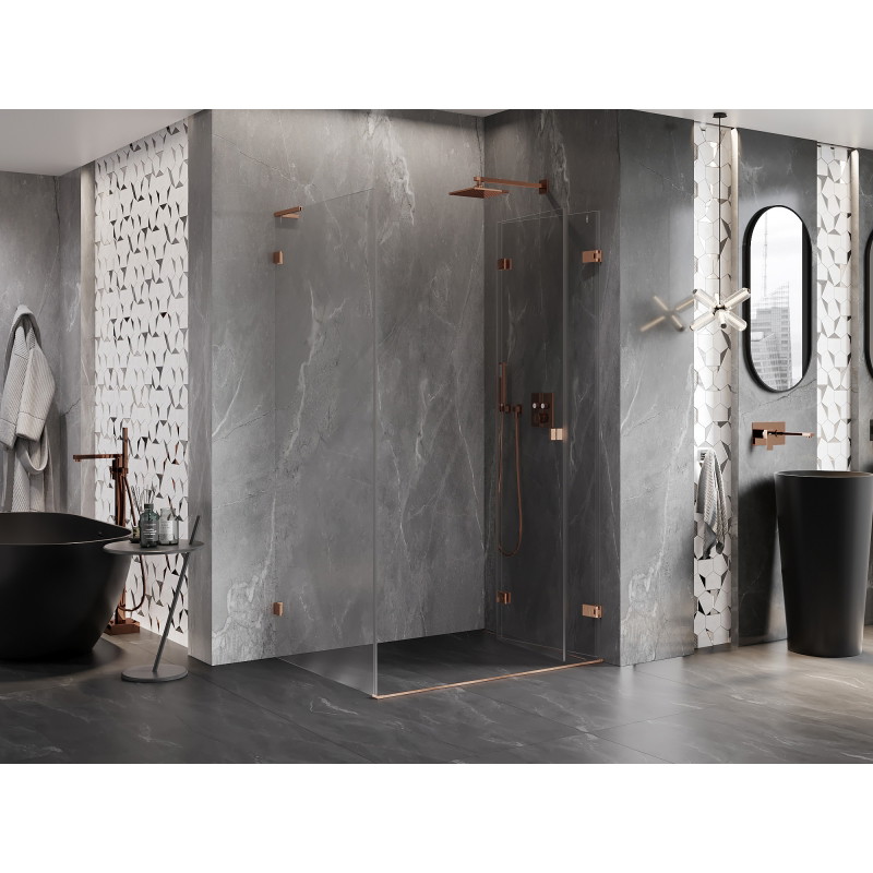 Mexen Lunar-F L Falt-Duschkabine rechts 95 x 80 cm, transparent, gebürstetes Kupfer - 836L-095-080-65-00-P
