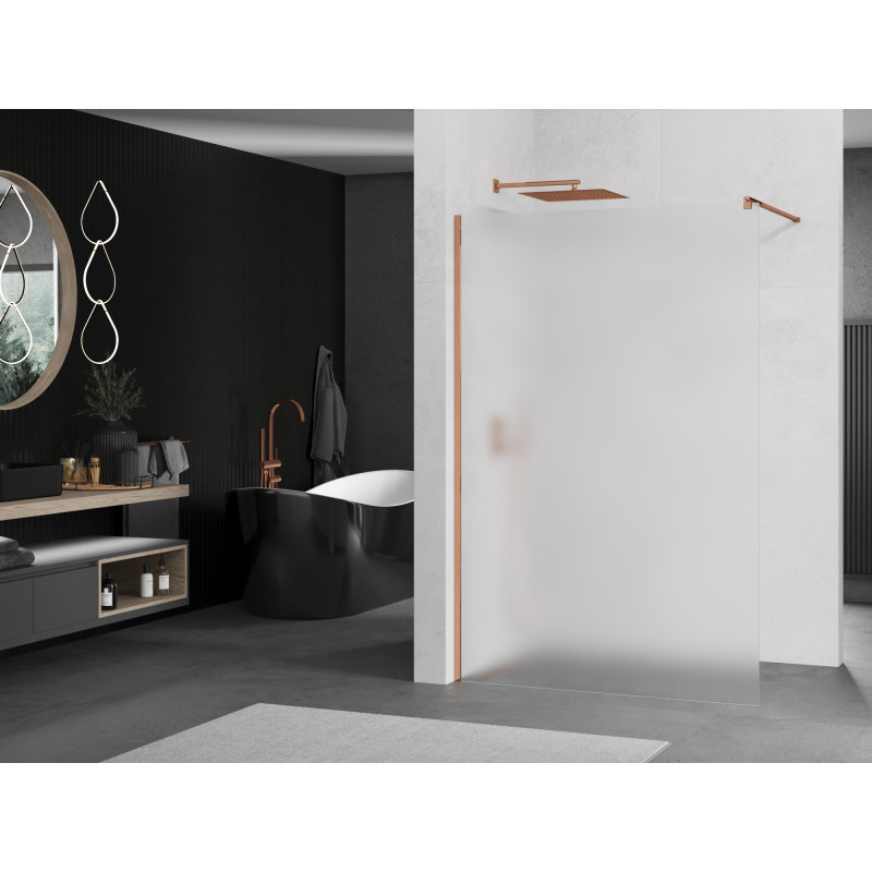 Mexen Kioto Duschwand Walk-in 140 x 200 cm, Mattglas 8 mm, Roségold - 800-140-101-60-30