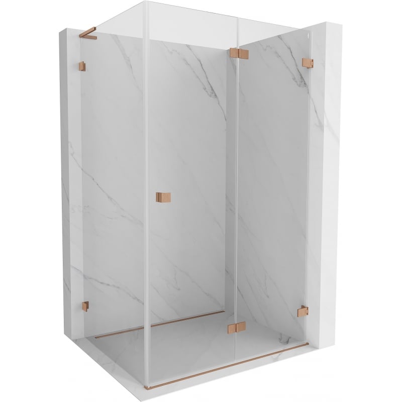 Mexen Lunar-F L Klap-Duschkabine rechts 100 x 80 cm, transparent, gebürstetes Kupfer - 836L-100-080-65-00-P