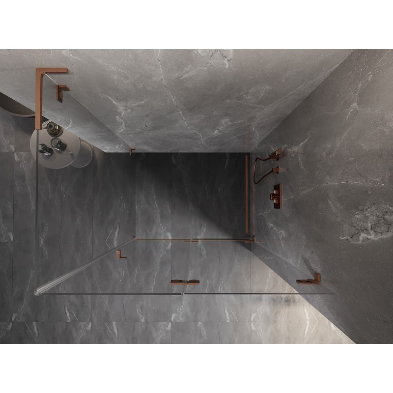 Mexen Lunar-F L Klap-Duschkabine rechts 100 x 80 cm, transparent, gebürstetes Kupfer - 836L-100-080-65-00-P