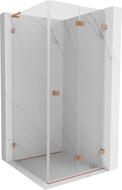 Mexen Lunar-F L Duschkabine klappbar rechts 90 x 90 cm, transparent, gebürstetes Kupfer - 836L-090-090-65-00-P