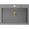 Mexen Elix Granitspüle 1-beckig 700 x 500 mm, grau, goldener Siphon - 6526701005-71-G