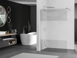 Mexen Kioto Duschwand Walk-in 140 x 200 cm, transparent/Mattglas 8 mm, Chrom - 800-140-101-01-35