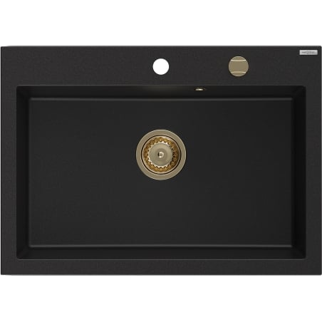 Mexen Elix Granitspüle mit einer Kammer 700 x 500 mm, schwarz, goldener Siphon - 6526701005-77-G