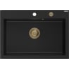 Mexen Elix Granitspüle mit einer Kammer 700 x 500 mm, schwarz, goldener Siphon - 6526701005-77-G