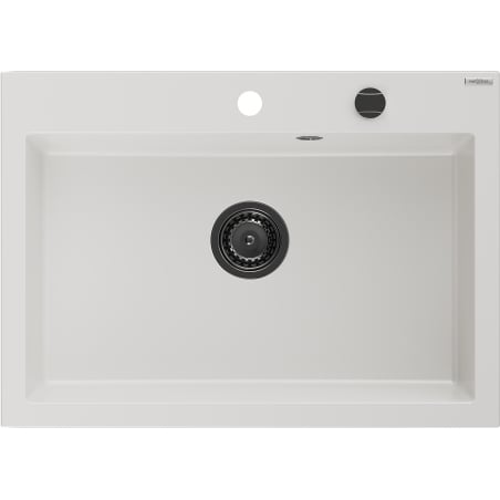 Mexen Elix Granitspüle 1-Becken 700 x 500 mm, weiß, schwarzer Siphon - 6526701005-20-B