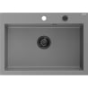 Mexen Elix Granitspüle 1-beckig 700 x 500 mm, Grau, schwarzer Siphon - 6526701005-71-B