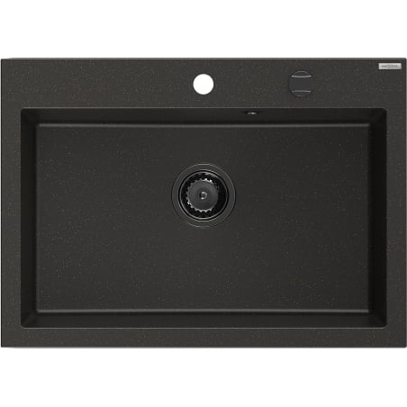 Mexen Elix Granitspüle 1-fach 700 x 500 mm, schwarz/gold metallic, schwarzer Siphon - 6526701005-75-B