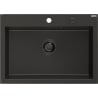 Mexen Elix Granitspüle 1-fach 700 x 500 mm, schwarz/gold metallic, schwarzer Siphon - 6526701005-75-B