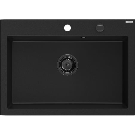 Mexen Elix Granitspüle 1-Becken 700 x 500 mm, schwarz, schwarzer Siphon - 6526701005-77-B