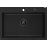 Mexen Elix Granitspüle 1-Becken 700 x 500 mm, schwarz, schwarzer Siphon - 6526701005-77-B
