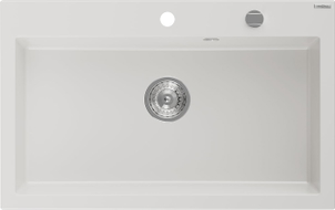 Mexen Elix Granitspüle 1-beckig 800 x 500 mm, weiß, Siphon Chrom - 6527801005-20