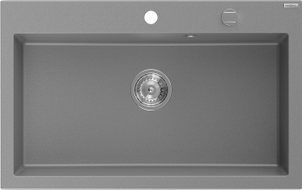 Mexen Elix Granitspüle 1-becken 800 x 500 mm, grau, Siphon chrom - 6527801005-71