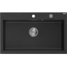 Mexen Elix Granitspüle 1-Becken 800 x 500 mm, schwarz/silber metallic, Chrom Siphon - 6527801005-73