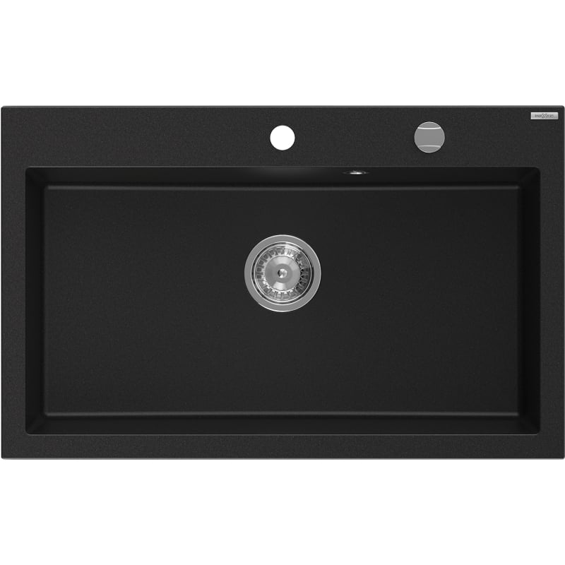 Mexen Elix Granitspüle 1-Becken 800 x 500 mm, schwarz, Siphon Chrom - 6527801005-77