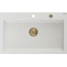Mexen Elix Granitspüle 1-becken 800 x 500 mm, weiß, goldener Siphon - 6527801005-20-G