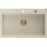 Mexen Elix Granitspüle 1-becken 800 x 500 mm, beige, Siphon gold - 6527801005-69-G