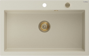 Mexen Elix Granitspüle 1-becken 800 x 500 mm, beige, Siphon gold - 6527801005-69-G