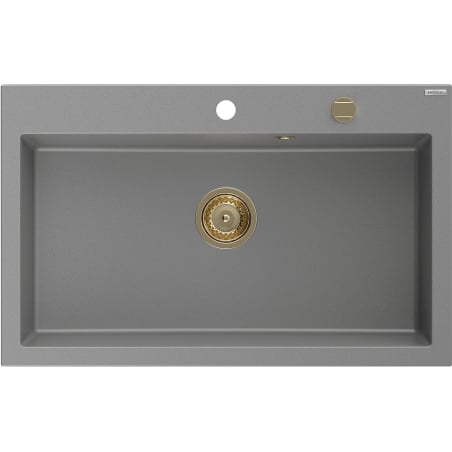 Mexen Elix Granitspüle 1-beckig 800 x 500 mm, grau, goldener Siphon - 6527801005-71-G