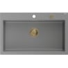 Mexen Elix Granitspüle 1-beckig 800 x 500 mm, grau, goldener Siphon - 6527801005-71-G