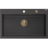 Mexen Elix Granitspüle 1-Becken 800 x 500 mm, schwarz gesprenkelt, goldener Siphon - 6527801005-76-G