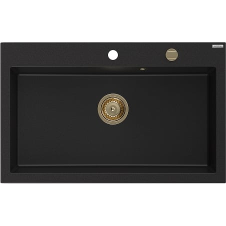 Mexen Elix Granitspüle 1-Kammer 800 x 500 mm, schwarz, Siphon gold - 6527801005-77-G
