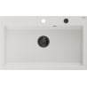 Mexen Elix Granitspüle 1-becken 800 x 500 mm, weiß, schwarzer Siphon - 6527801005-20-B