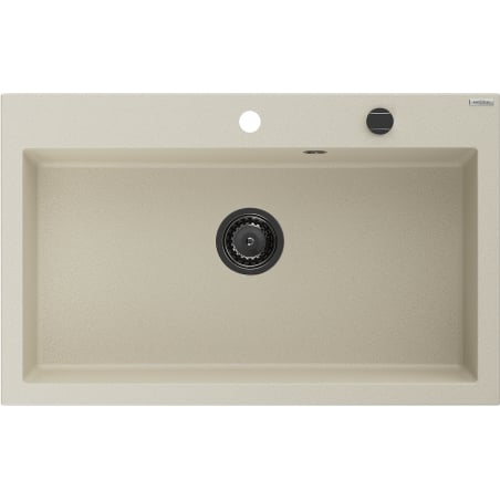 Mexen Elix Granitspüle 1-Becken 800 x 500 mm, beige, schwarzer Siphon - 6527801005-69-B