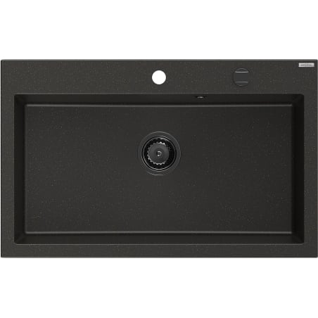 Mexen Elix Granitspüle 1-beckig 800 x 500 mm, schwarz/gold metallic, schwarzer Siphon - 6527801005-75-B