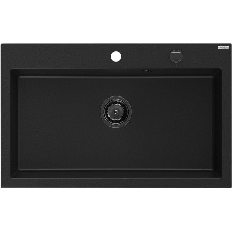 Mexen Elix granitspüle 1-becken 800 x 500 mm, schwarz, schwarze syphon - 6527801005-77-B
