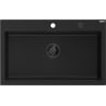 Mexen Elix granitspüle 1-becken 800 x 500 mm, schwarz, schwarze syphon - 6527801005-77-B
