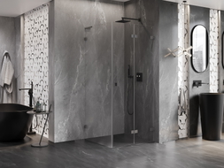 Mexen Lunar-F L klappbare Duschkabine rechts 80 x 80 cm, transparent, gun gray gebürstet - 836L-080-080-66-00-P
