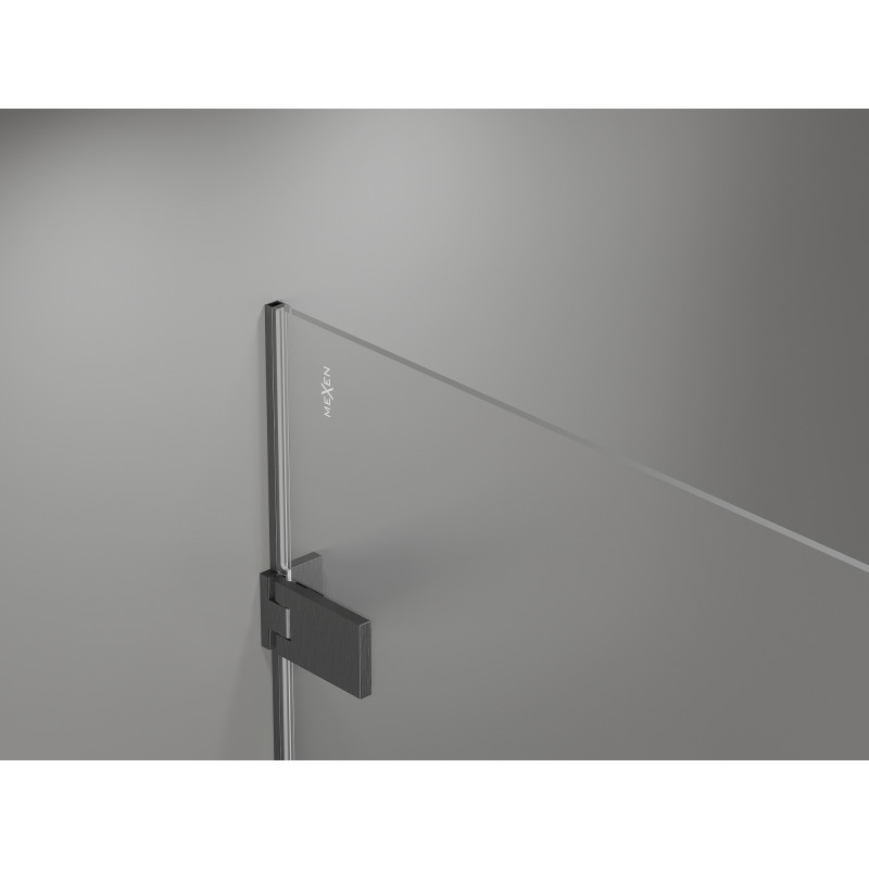 Mexen Lunar-F L faltbare Duschkabine rechts 100 x 80 cm, transparent, gebürstet gun grey - 836L-100-080-66-00-P
