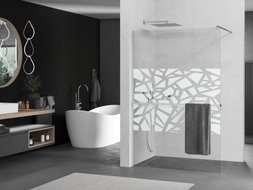 Mexen Kioto+ Duschwand mit Regal Walk-in 120 x 200 cm, weißes Muster, Chrom - 800-120-121-01-85