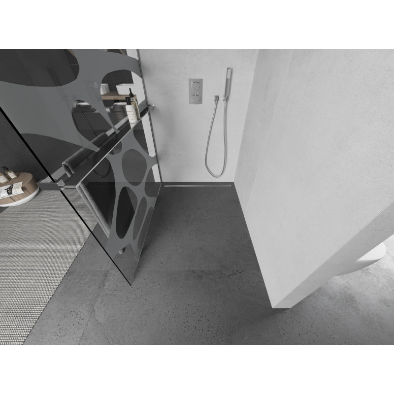 Mexen Kioto+ Duschwand mit Ablage Walk-in 70 x 200 cm, weiße Welle, Chrom - 800-070-121-01-97