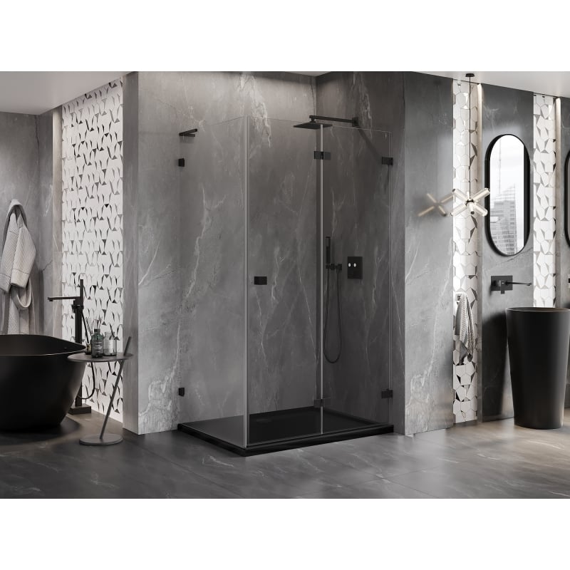 Mexen Lunar-F L Duschkabine klappbar rechts 95 x 80 cm, transparent, schwarz - 836L-095-080-70-00-P