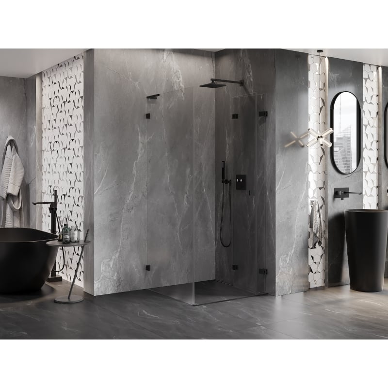 Mexen Lunar-F L Duschkabine klappbar rechts 90 x 90 cm, transparent, schwarz - 836L-090-090-70-00-P