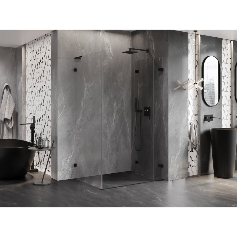 Mexen Lunar-F L faltbare Duschkabine rechts 95 x 90 cm, transparent, schwarz - 836L-095-090-70-00-P