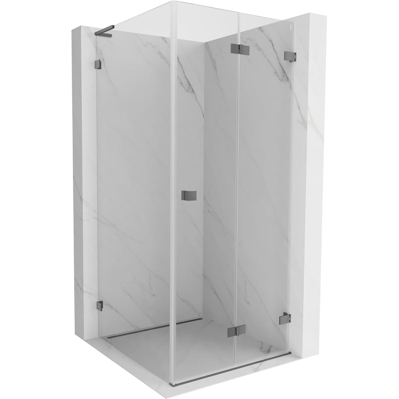 Mexen Lunar-F L Duschkabine klappbar rechts 80 x 80 cm, transparent, Gun Metal - 836L-080-080-95-00-P