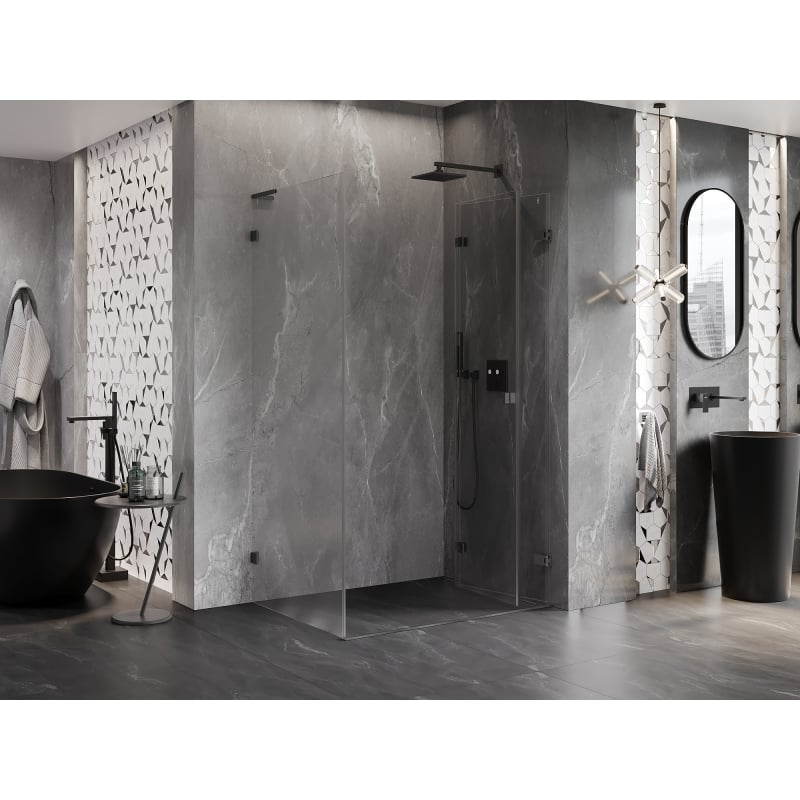 Mexen Lunar-F L klappbare Duschkabine rechts 85 x 80 cm, transparent, Gun Metal - 836L-085-080-95-00-P