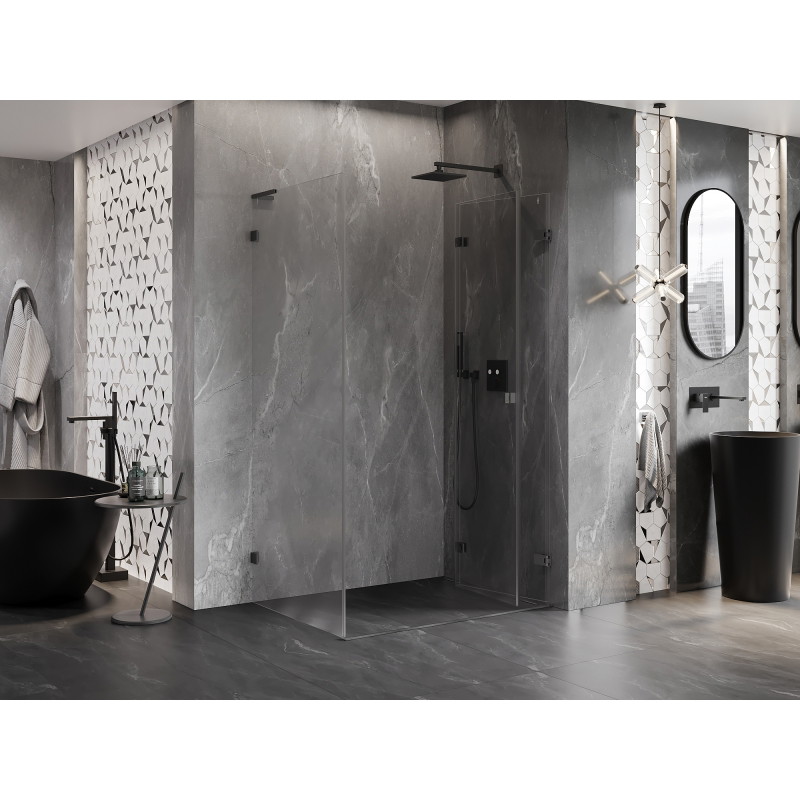 Mexen Lunar-F L Duschkabine klappbar rechts 90 x 80 cm, transparent, Gun Metal - 836L-090-080-95-00-P