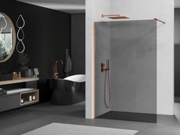 Mexen Kioto Walk-in Duschwand 130 x 200 cm, Graphit 8 mm, Roségold - 800-130-101-60-40