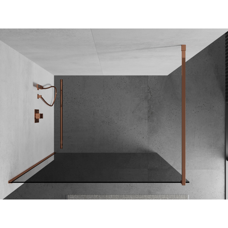 Mexen Kioto Walk-in Duschwand 130 x 200 cm, Graphit 8 mm, Roségold - 800-130-101-60-40