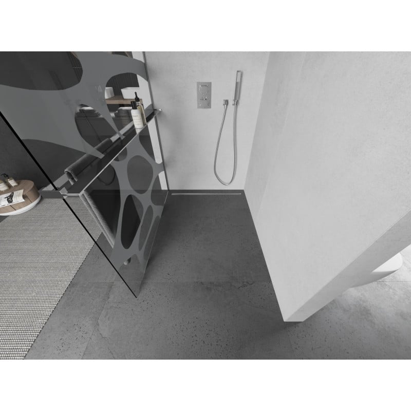 Mexen Kioto+ Duschwand mit Ablage Walk-in 140 x 200 cm, weiße Welle, Chrom - 800-140-121-01-97