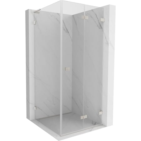 Mexen Lunar-F L Faltdusche rechts 80 x 80 cm, transparent, gebürsteter Nickel - 836L-080-080-97-00-P